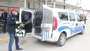 Karaman'da polis araçları korona virüsüne karşı dezenfekte edildi