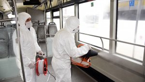 Karantinaya alınan vatandaşları taşıyan otobüslerin dezenfeksiyonu yapıldı