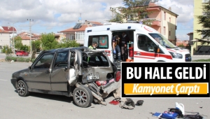 Karaman - Kamyonet otomobile arkadan çarptı: 1 yaralı