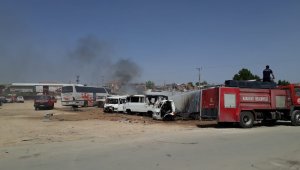 Karaman'da hurdalıkta çıkan yangında 3 araç zarar gördü
