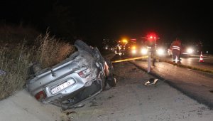 Koyuna çarpan otomobil takla attı: 1 ölü