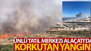 Ünlü tatil merkezi Alaçatı'da korkutan yangın