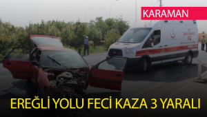 Kamyonetle çarpışan otomobil parçalandı 3 kişi ölümden döndü