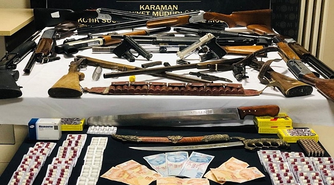 Karaman'da silah ve uyuşturucudan 9 kişi adliyeye sevk edildi