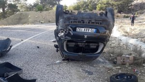 Takla atan araçtan hafif yaralı olarak kurtuldu