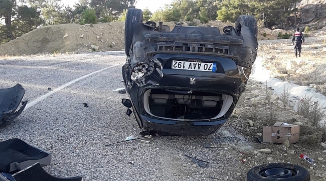 Takla atan araçtan hafif yaralı olarak kurtuldu