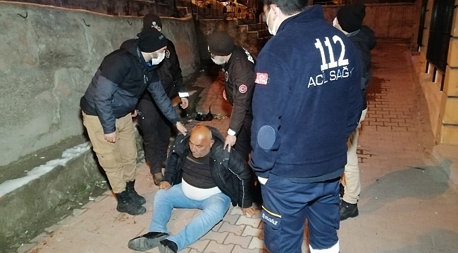 280 promil alkollü adam buzda kayıp beton zemine düşerek ağır yaralandı