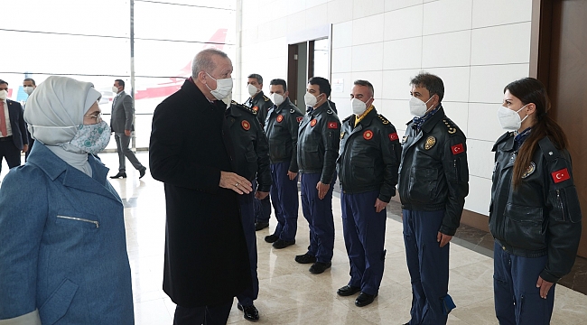 Cumhurbaşkanı Erdoğan'ı Ankara'da pilotlar karşıladı