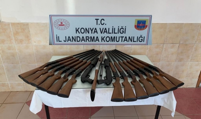 Konya'da 16 adet ruhsatsız tüfek ele geçirildi