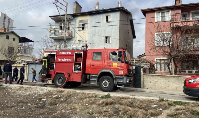 Konya'da binada çıkan yangın korkuttu