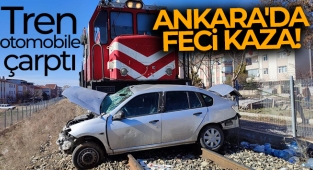 Başkent'te otomobil trenin altında kaldı: 1 ölü, 2 yaralı