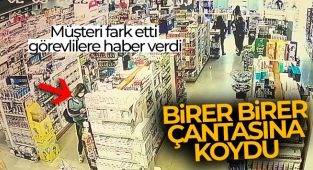 İşyerinden 600 TL değerinde diş fırçası çalan genç kız, başka bir müşterinin dikkati ile yakalandı