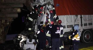 Kamyon tomruk yüklü kamyona arkadan çarptı: 1 ölü, 1 yaralı