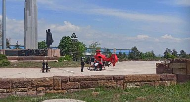 Kalp krizi geçiren hasta helikopterle sevk edildi