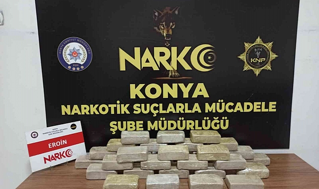 Konya'da 16 kilo 820 gram eroin ele geçirildi