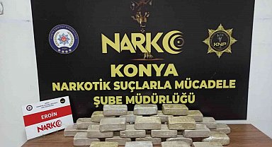 Konya'da 16 kilo 820 gram eroin ele geçirildi
