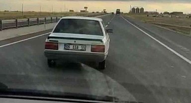 Karayolunda tehlike saçan sürücü böyle görüntülendi