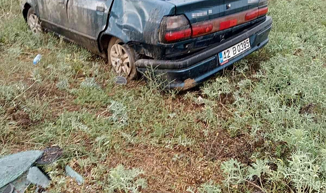 Konya'da otomobil takla attı: 2 yaralı