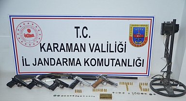Karaman'da tarihi eser ve silah operasyonu