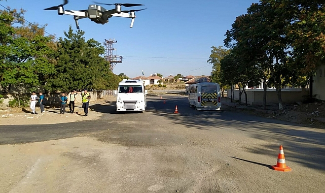 Aksaray'da jandarma okul bölgelerini dron ile havadan izliyor