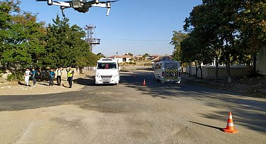 Aksaray'da jandarma okul bölgelerini dron ile havadan izliyor