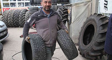 Konya'da lastikçilerde "kış lastiği" değişim mesaisi yoğunlaştı