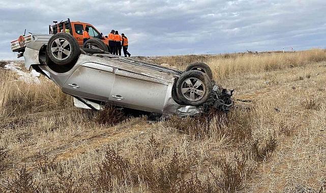 Karşı şeride geçen otomobil takla attı: 1 yaralı