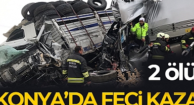 Konya'da tır ile kamyon kafa kafaya çarpıştı: 2 ölü, 1 yaralı
