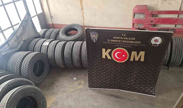 Konya'da kaçak lastik operasyonu