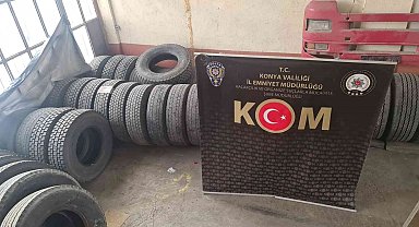 Konya'da kaçak lastik operasyonu