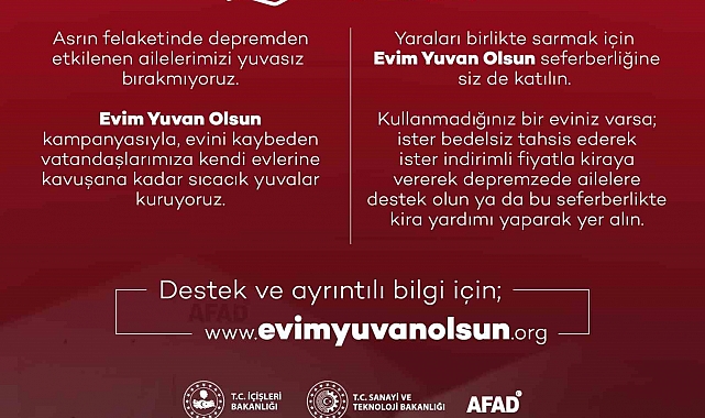 "Evim Yuvan Olsun" kampanyasına 3 günde 4 bin 568 başvuru