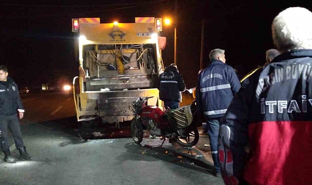 Motosiklet çöp kamyonuna çarptı: 1 ölü, 1 yaralı