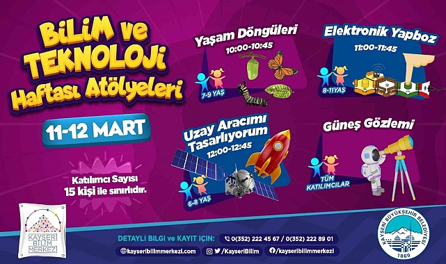 Büyükşehir'in Bilim Merkezi'nden 'Bilim Ve Teknoloji Haftası atölyeleri'