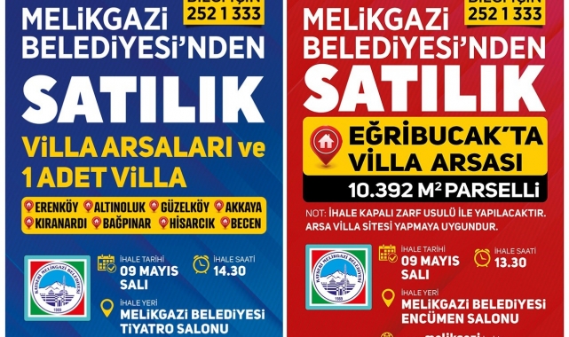 Melikgazi Belediyesi'nden satılık villa ve villa arsası ihalesi