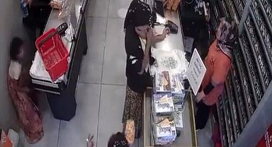 Marketten çanta çalan çocuk hırsız kamerada