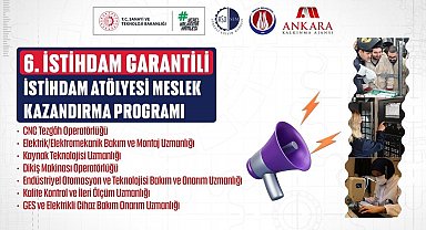 Ankara'da istihdam garantili 6. İstihdam Atölyesi Meslek Kazandırma Programı başlıyor