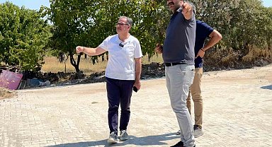 Başkan Özdoğan, kilitli parke yol çalışmalarını yerinde inceledi