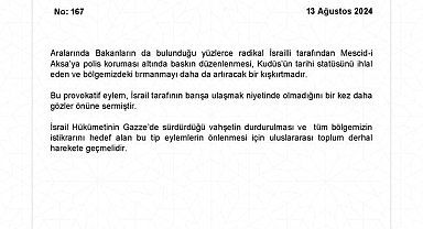 Dışişleri Bakanlığı: "Mescid-i Aksa'ya baskın düzenlenmesi tırmanmayı daha da artıracak bir kışkırtmadır"