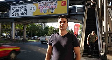 Kayseri'de McDonald's'ın reklamının üzerinde dikkat çeken pankart