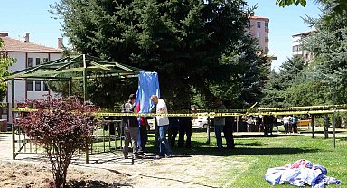 Parkta korku dolu anlar: Kendisini kamelyaya astı