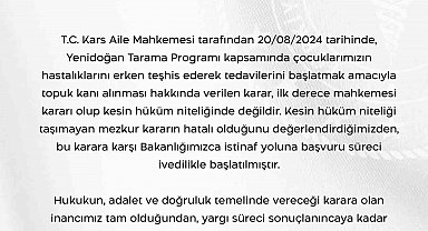 Sağlık Bakanlığından "topuk kanı" kararına ilişkin açıklama