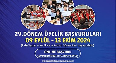 Ankara Büyükşehir Belediyesi Çocuk Meclisi 29. Dönem üyelik başvuruları başlıyor