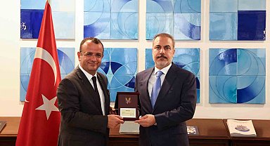 Bakan Fidan, Türk Amerikan İş Adamları Derneği Başkanı Sanlı'yı ağırladı