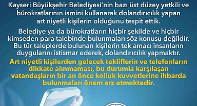 Büyükşehir'den 'dolandırıcılık' uyarısı