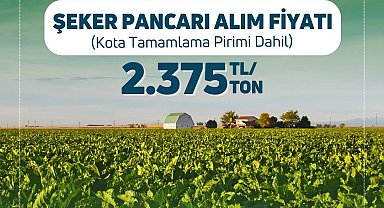 Şeker pancarında 2024 yılı alım fiyatı ton başına 2 bin 375 lira olarak belirlendi