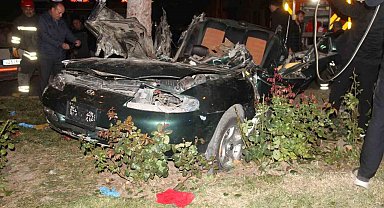 Ağaca çarpan otomobilin sürücüsü hayatını kaybetti