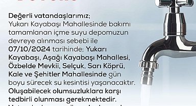 Niğde Belediyesi'nden su kesintisi duyurusu