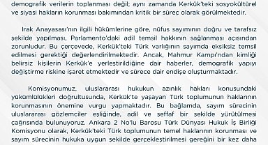 Ankara 2 No'lu Barosu'ndan Kerkük'te yapılacak nüfus sayımına ilişkin açıklama