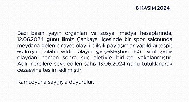 Ankara Emniyeti'nden spor salonunda meydana gelen cinayetle ilgili açıklama