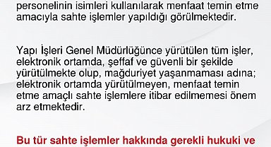 Çevre, Şehircilik ve İklim Değişikliği Bakanlığından dolandırıcılık uyarısı
